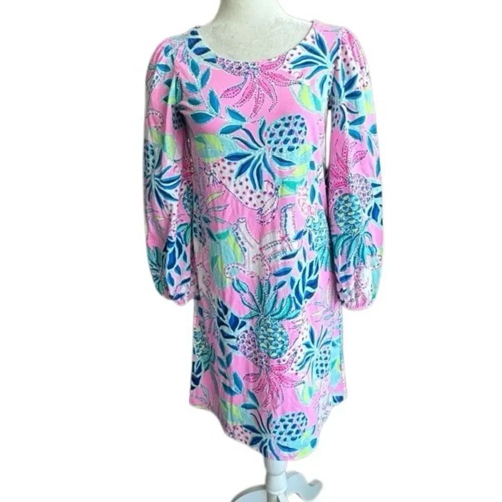 Lilly Pulitzer Floral Pineapple Dress Colorful Pink Blue Green SZ S NWOT